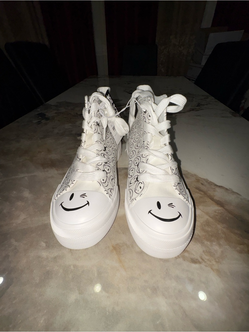 Target White High-Top Sneakers with Winking Face Graphic